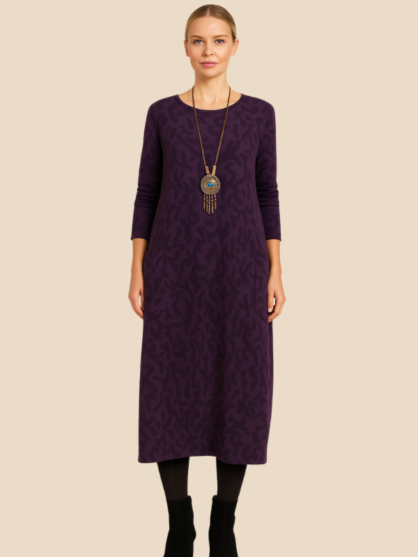 Danielle | Women’s Winter Print Dress with Pockets