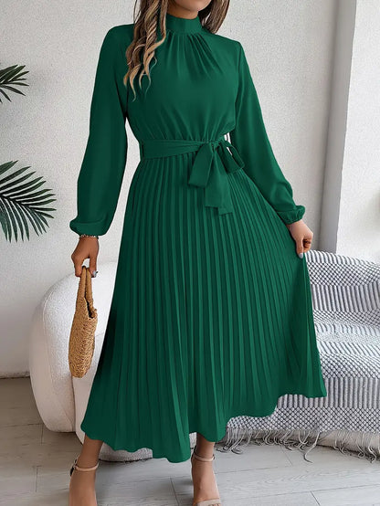 Presley | Women’s Pleated Belted Midi Dress