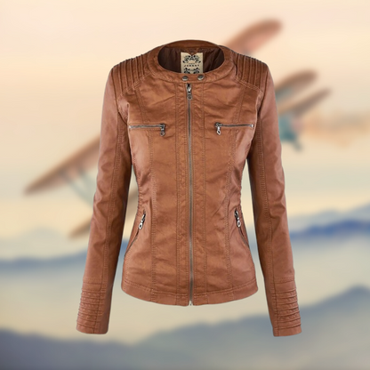 Daniela | Women’s PU Panel-Stitched Jacket with Hood