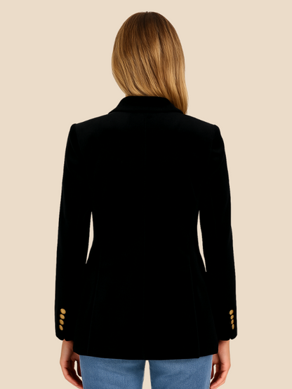 Gabriella | Velvet Blazer with Gold Button Accents