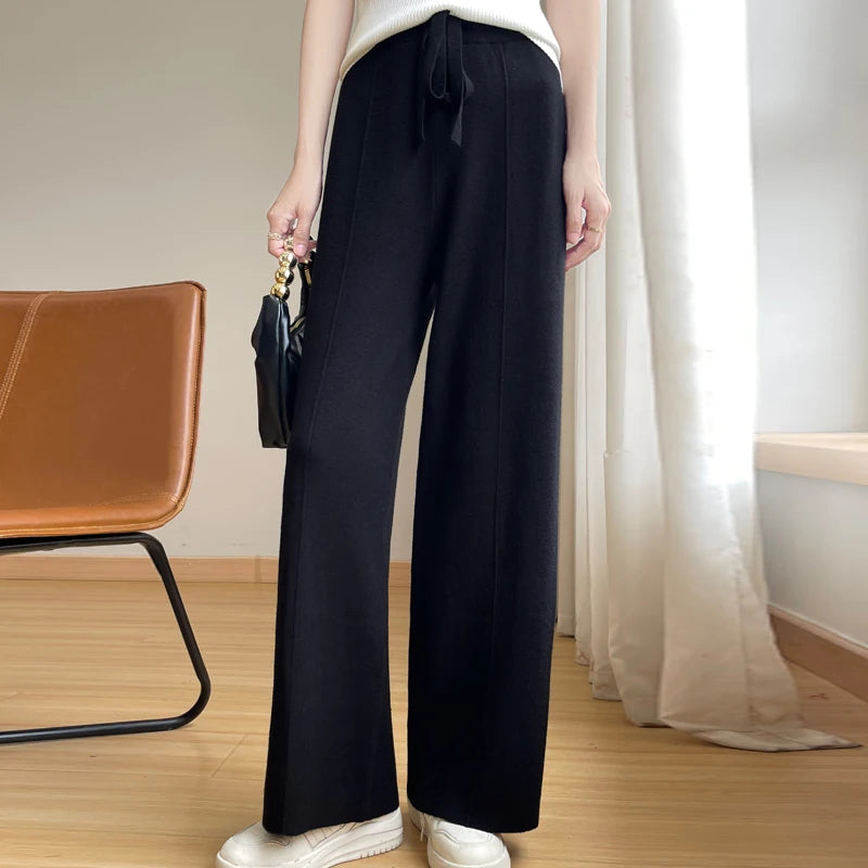 Marivora | Women’s High-Waist Wide-Leg Cashmere Pants