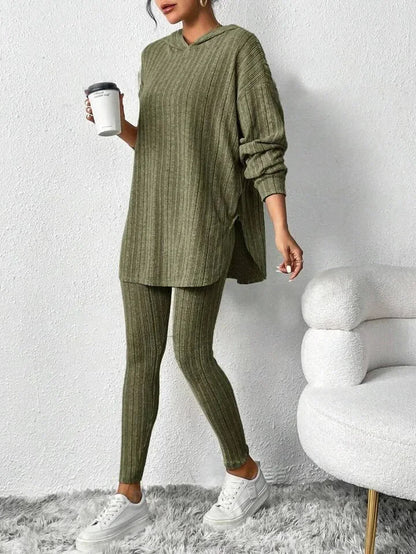 Xavine | Women’s Ribbed Knit Two-Piece Lounge Set