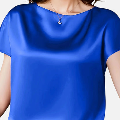 Quelloria | Women’s Satin Blouse – Short Sleeve Classic