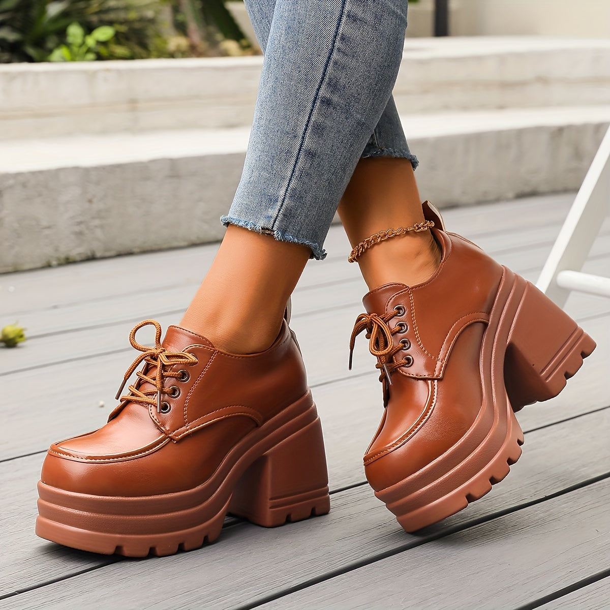 Celvane | Women’s Platform Lace-Up Oxfords