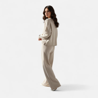 Quaryana | Women’s Knit Set – Sweater & Wide-Leg Elegance