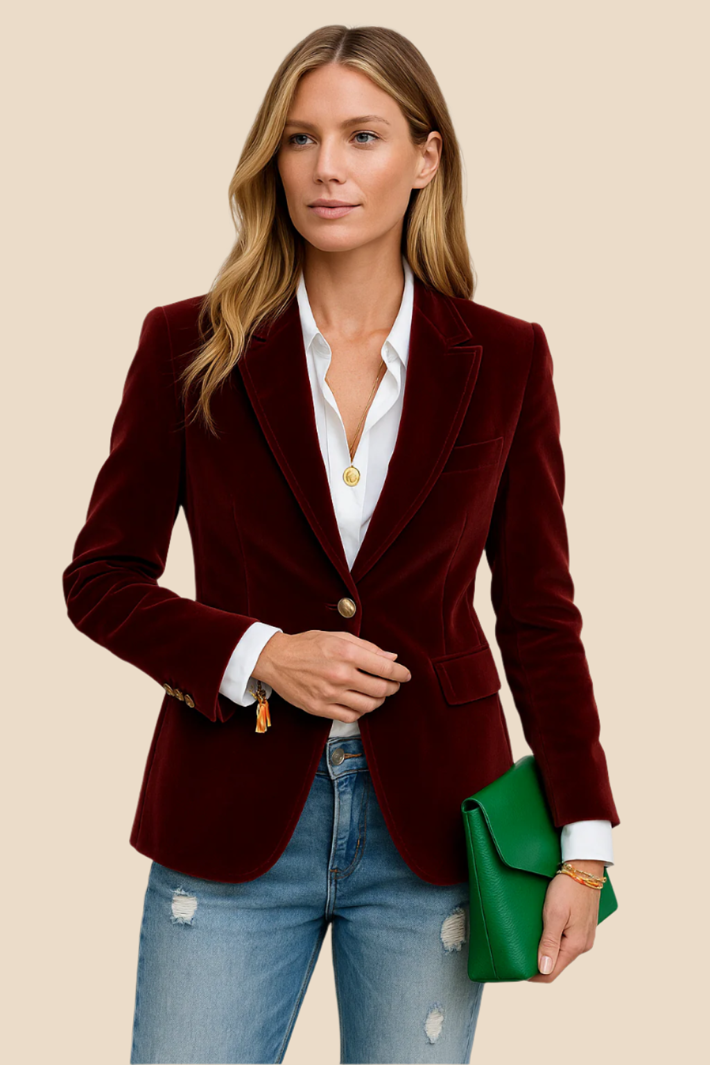 Emerald Grace | Women’s Velvet Blazer