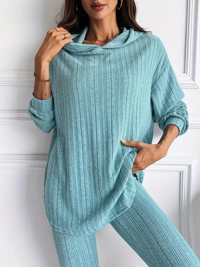 Xavine | Women’s Ribbed Knit Two-Piece Lounge Set