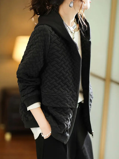 Selvyn | Women’s Basketweave Zip-Up Jacket