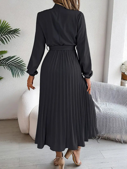 Presley | Women’s Pleated Belted Midi Dress